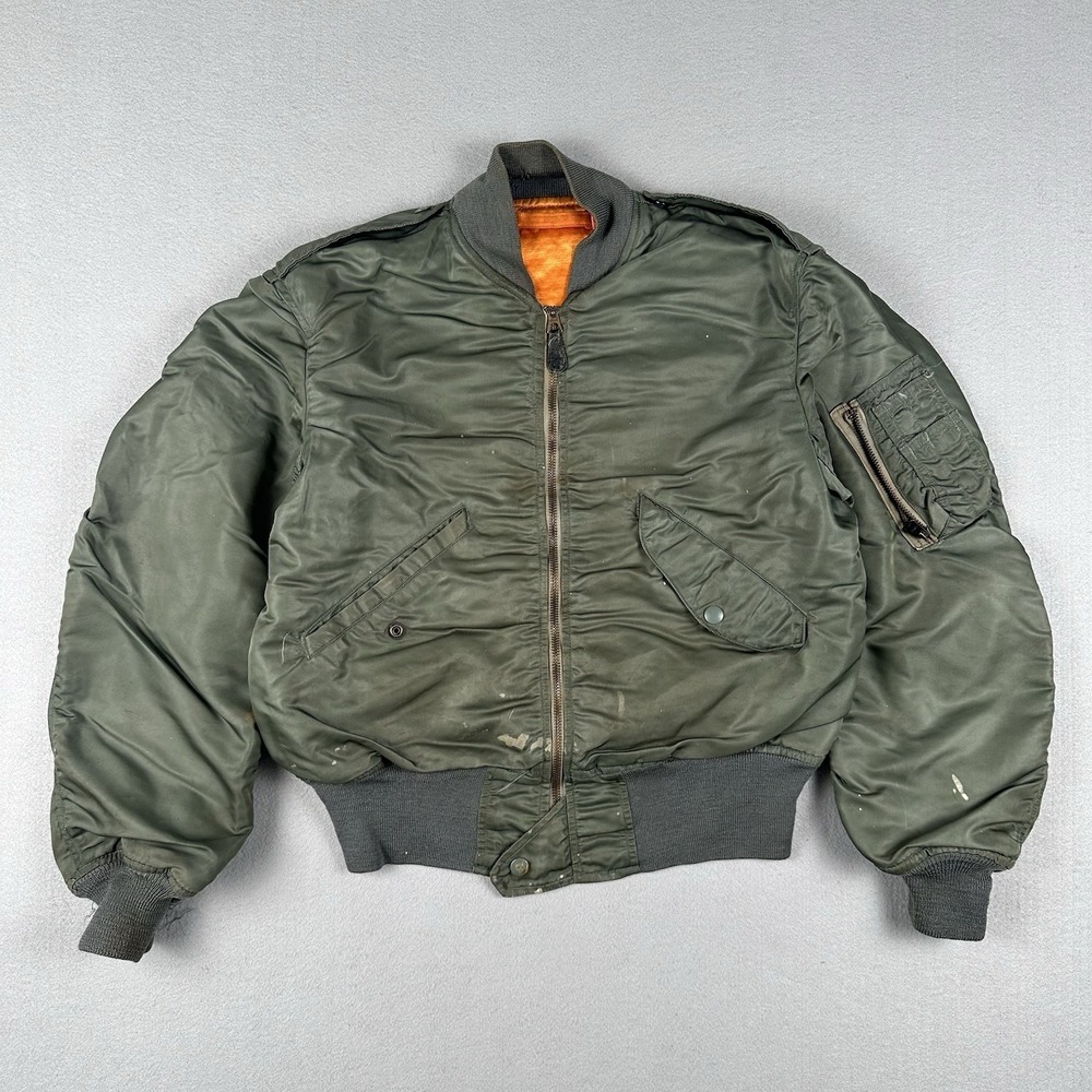 Vintage 60s Vietnam Era L-2B Bomber Flight Jacket USAF Small Flying Sage Green